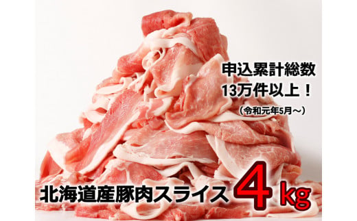 ふるさと納税おすすめの食べ物⑤：肉屋のプロ厳選!北海道産の豚スライス4kg盛り!!(500g×8袋)の画像